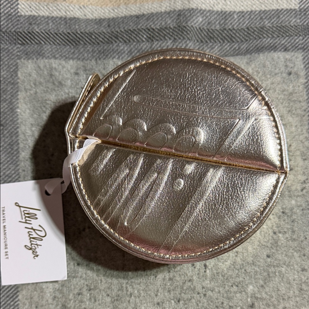Lilly Pulitzer Metallic Round manicure Pouch - Pink Gold